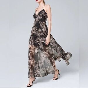 White House Black Market WHBM Palm Print Maxi Dress 6 NWT
